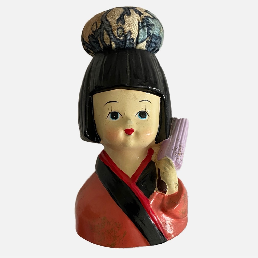 Westwood SF, Vintage Pincushion, Oriental Girl with Umbrella and Pincush…